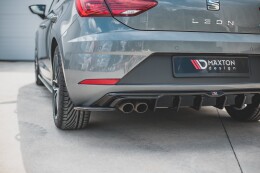 Heck Ansatz Flaps Diffusor für Seat Leon Mk3 FR FL schwarz Hochglanz