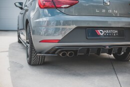 Heck Ansatz Flaps Diffusor passend für SEAT Leon Mk3 FR Facelift schwarz Hochglanz