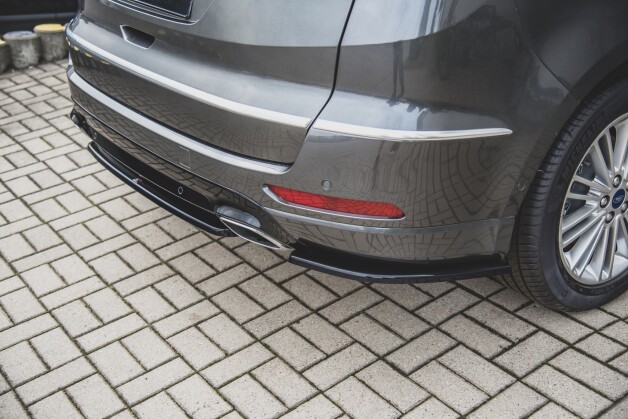 Heck Ansatz Flaps Diffusor passend für Ford S-Max Vignale Mk2 Facelift schwarz Hochglanz