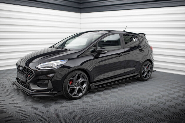Street Pro Seitenschweller Ansatz Cup Leisten + Flaps für Ford Fiesta  ST / ST-Line Mk8 schwarz Hochglanz