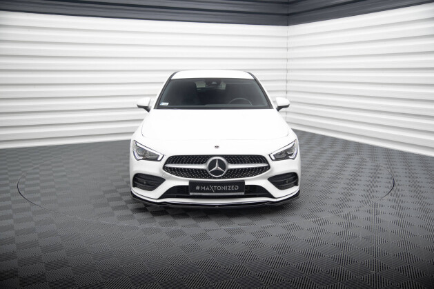 Cup Spoilerlippe Front Ansatz V.1 für Mercedes CLA A35 AMG / AMG-Line C118 schwarz Hochglanz