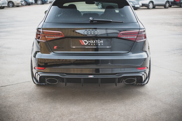 Heck Ansatz Flaps Diffusor V.2 für Audi RS3 8V Sportback FL schwarz Hochglanz