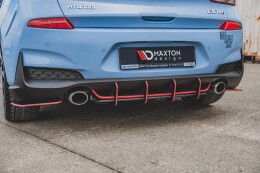 Street Pro Heckschürze Heck Ansatz Diffusor V.1 für Hyundai I30 N Mk3 Hatchback SCHWARZ-ROT