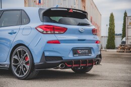 Street Pro Heckschürze Heck Ansatz Diffusor V.1 für Hyundai I30 N Mk3 Hatchback schwarz-rot