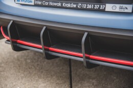 Street Pro Heckschürze Heck Ansatz Diffusor V.1 für Hyundai I30 N Mk3 Hatchback schwarz-rot