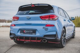 Street Pro Heckschürze Heck Ansatz Diffusor V.1 für Hyundai I30 N Mk3 Hatchback SCHWARZ-ROT