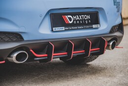 Street Pro Heckschürze Heck Ansatz Diffusor V.2 passend für Hyundai I30 N Mk3 Hatchback schwarz-rot