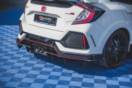 Street Pro Heck Ansatz Diffusor passend für Honda Civic X Type R schwarz-rot