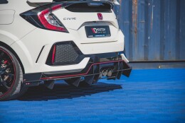 Street Pro Heck Ansatz Diffusor passend für Honda Civic X Type R schwarz-rot
