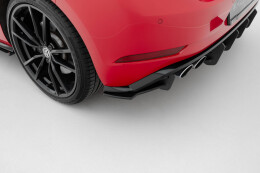 Street Pro Heck Ansatz Diffusor + Flaps für VW Golf 7 R Facelift schwarz-rot