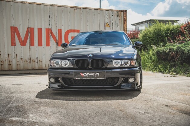 Cup Spoilerlippe Front Ansatz passend für Seite + Cup Spoilerlippe Front Ansatz passend für BMW M5 / 5 M-Paket E39 schwarz Hochglanz