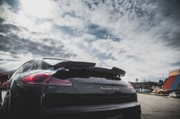 Heck Spoiler Aufsatz Abrisskante für Porsche Panamera Turbo 970 schwarz Hochglanz