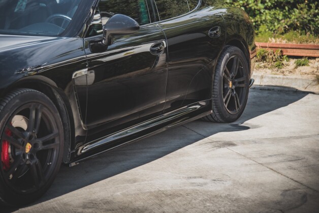 Seitenschweller Ansatz Cup Leisten V.1 passend für Porsche Panamera Turbo 970 Facelift schwarz Hochglanz