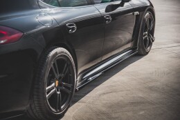 Seitenschweller Ansatz Cup Leisten für V.1 für Porsche Panamera Turbo 970 Facelift schwarz Hochglanz