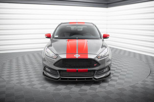 Cup Spoilerlippe Front Ansatz V.4 passend für Ford Focus ST Mk3 Facelift schwarz Hochglanz