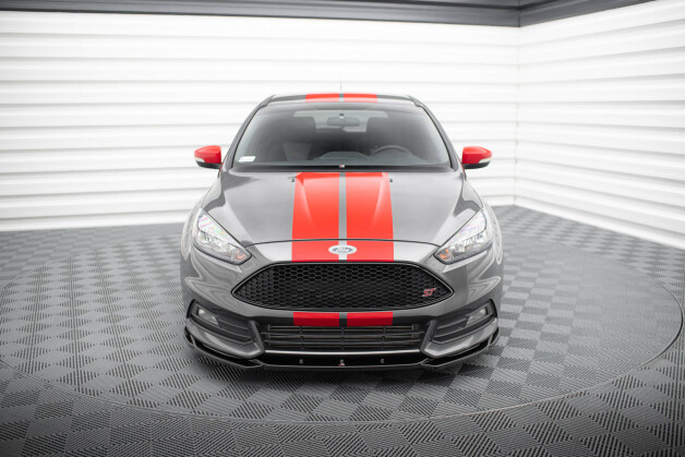 Cup Spoilerlippe Front Ansatz V.5 passend für Ford Focus ST Mk3 Facelift schwarz Hochglanz