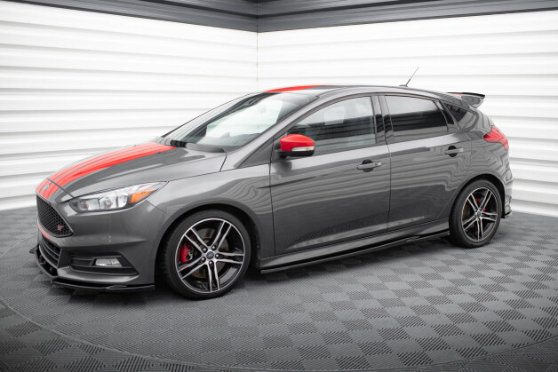 Street+ Seitenschweller Leisten V.2 passend für Ford Focus ST Mk3 schwarz Hochglanz