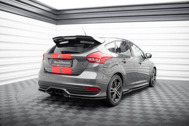 Heck Ansatz Flaps Diffusor V.2 passend für Ford Focus ST Mk3 Facelift schwarz Hochglanz
