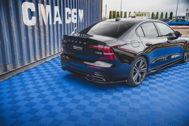 Mittlerer Cup Diffusor Heck Ansatz für Volvo S60/V60 R-Design Mk3 schwarz Hochglanz