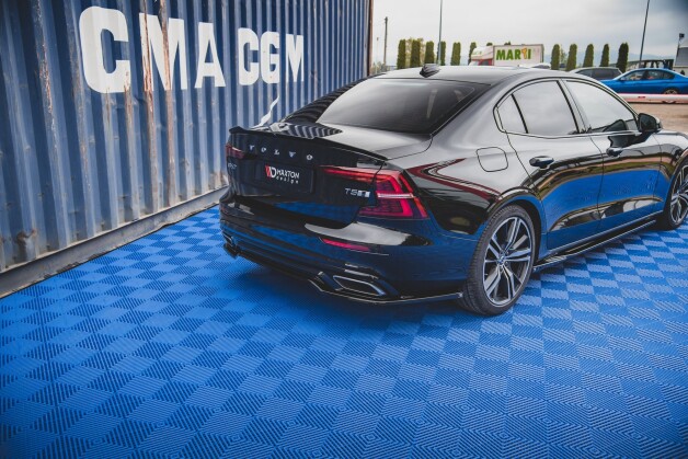 Mittlerer Cup Diffusor Heck Ansatz passend für Volvo S60/V60 R-Design Mk3 schwarz Hochglanz