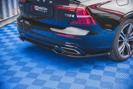 Mittlerer Cup Diffusor Heck Ansatz passend für Volvo S60/V60 R-Design Mk3 schwarz Hochglanz
