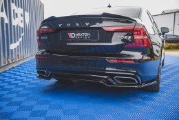 Mittlerer Cup Diffusor Heck Ansatz passend für Volvo S60/V60 R-Design Mk3 schwarz Hochglanz