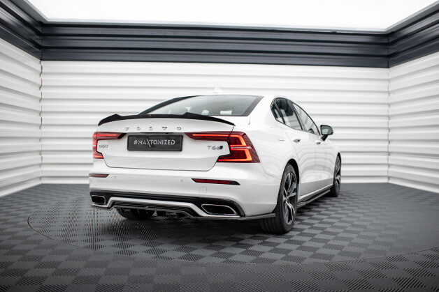 Mittlerer Cup Diffusor Heck Ansatz DTM Look passend für Volvo S60/V60 R-Design Mk3 schwarz Hochglanz