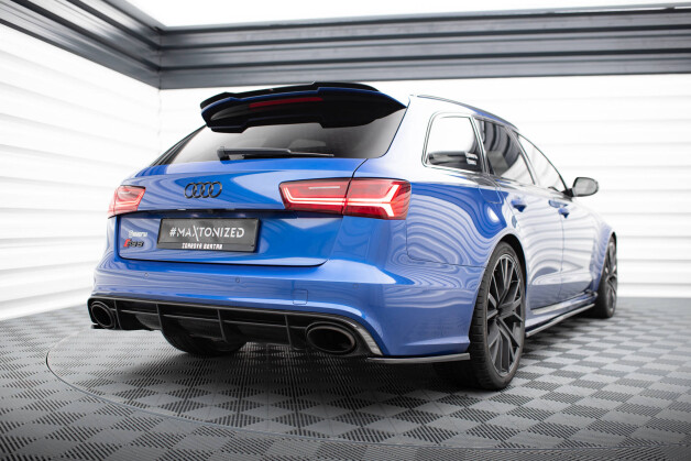 Heck Ansatz Flaps Diffusor V.2 passend für Audi RS6 C7 / C7 Facelift schwarz Hochglanz