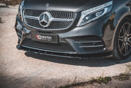Street+ Spoilerlippe Front Ansatz V.2 passend für Mercedes V-Klasse AMG-Line W447 schwarz Hochglanz
