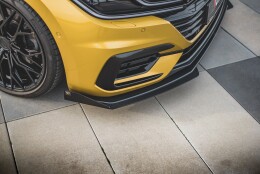 Street Pro Cup Spoilerlippe Front Ansatz für + Flaps für VW Arteon R-Line Limousine / Shooting Brake Mk1 schwarz Hochglanz