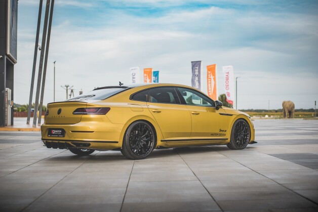 Street Pro Heck Ansatz Diffusor + Flaps passend für VW Arteon R-Line Limousine / Shooting Brake Mk1 schwarz Hochglanz