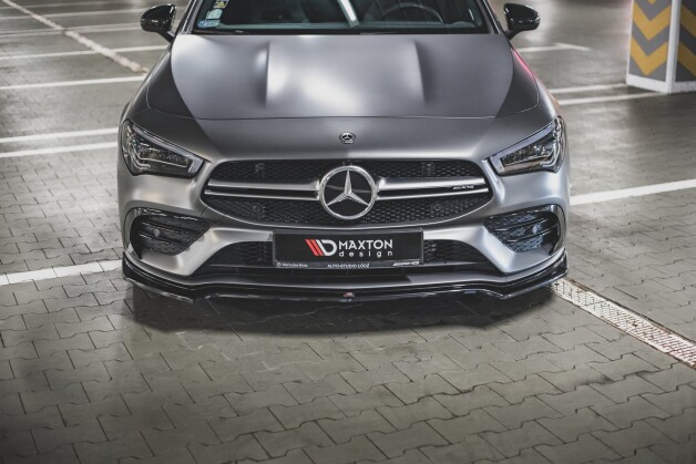 Street+ Spoilerlippe Front Ansatz V.1 passend für Mercedes-AMG CLA 35 Aero C118 schwarz Hochglanz