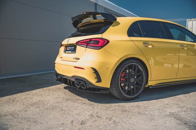 Heck Ansatz Flaps Diffusor für Mercedes-AMG A 45 S Aero Paket W177 schwarz Hochglanz