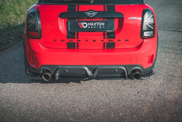 Mittlerer Cup Diffusor Heck Ansatz passend für Mini Countryman Mk2 F60 JCW schwarz Hochglanz
