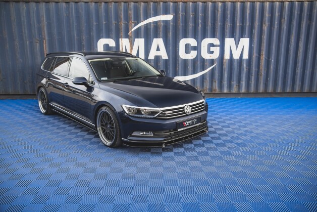 Street+ Spoilerlippe Front Ansatz V.2 passend für VW Passat B8 schwarz Hochglanz