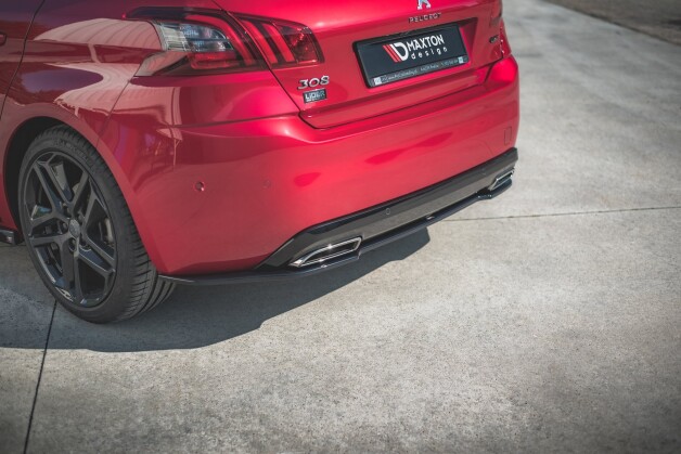 Mittlerer Cup Diffusor Heck Ansatz passend für Peugeot 308 GT Mk2 Facelift schwarz Hochglanz