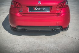 Mittlerer Cup Diffusor Heck Ansatz passend für Peugeot 308 GT Mk2 Facelift schwarz Hochglanz