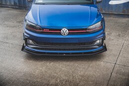 Street Pro Cup Spoilerlippe Front Ansatz für + Flaps für VW Polo GTI Mk6 schwarz Hochglanz