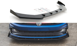 Street Pro Cup Spoilerlippe Front Ansatz für VW Polo GTI Mk6 ROT+ HOCHGLANZ FLAPS