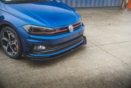 Street Pro Cup Spoilerlippe Front Ansatz passend für VW Polo GTI Mk6 rot+ Hochglanz Flaps