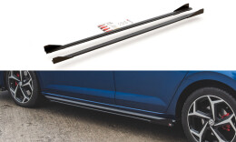 Street Pro Seitenschweller Ansatz Cup Leisten für VW Polo GTI Mk6 SCHWARZ+ HOCHGLANZ FLAPS