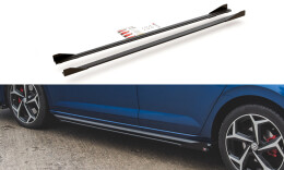 Street Pro Seitenschweller Ansatz Cup Leisten passend für VW Polo GTI Mk6 SCHWARZ+ HOCHGLANZ FLAPS