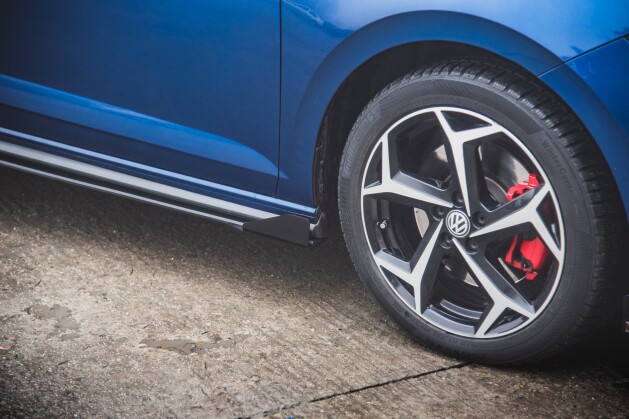 Street Pro Seitenschweller Ansatz Cup Leisten für VW Polo GTI Mk6 ROT+ HOCHGLANZ FLAPS
