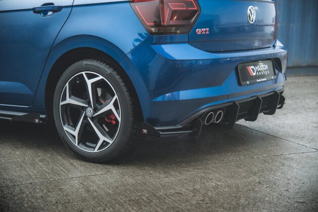 Street Pro Heck Ansatz Diffusor für VW Polo GTI Mk6 SCHWARZ-ROT+