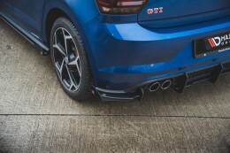 Street Pro Heck Ansatz Diffusor für VW Polo GTI Mk6 SCHWARZ-ROT+ HOCHGLANZ FLAPS