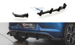Street Pro Heck Ansatz Diffusor passend für VW Polo GTI Mk6 schwarz-rot+ Hochglanz Flaps