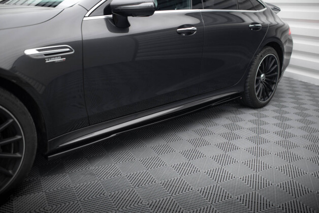 Seitenschweller Ansatz Cup Leisten passend für Mercedes-AMG GT 53 4-Door Coupe schwarz Hochglanz