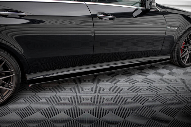 Seitenschweller Ansatz Cup Leisten passend für Mercedes-Benz E63 AMG / AMG-Line Limousine W212 Facelift schwarz Hochglanz