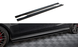 Seitenschweller Ansatz Cup Leisten passend für Mercedes-Benz E63 AMG / AMG-Line Limousine W212 Facelift schwarz Hochglanz