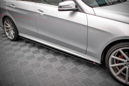 Seitenschweller Ansatz Cup Leisten passend für Mercedes-Benz E63 AMG / AMG-Line Limousine W212 Facelift schwarz Hochglanz
